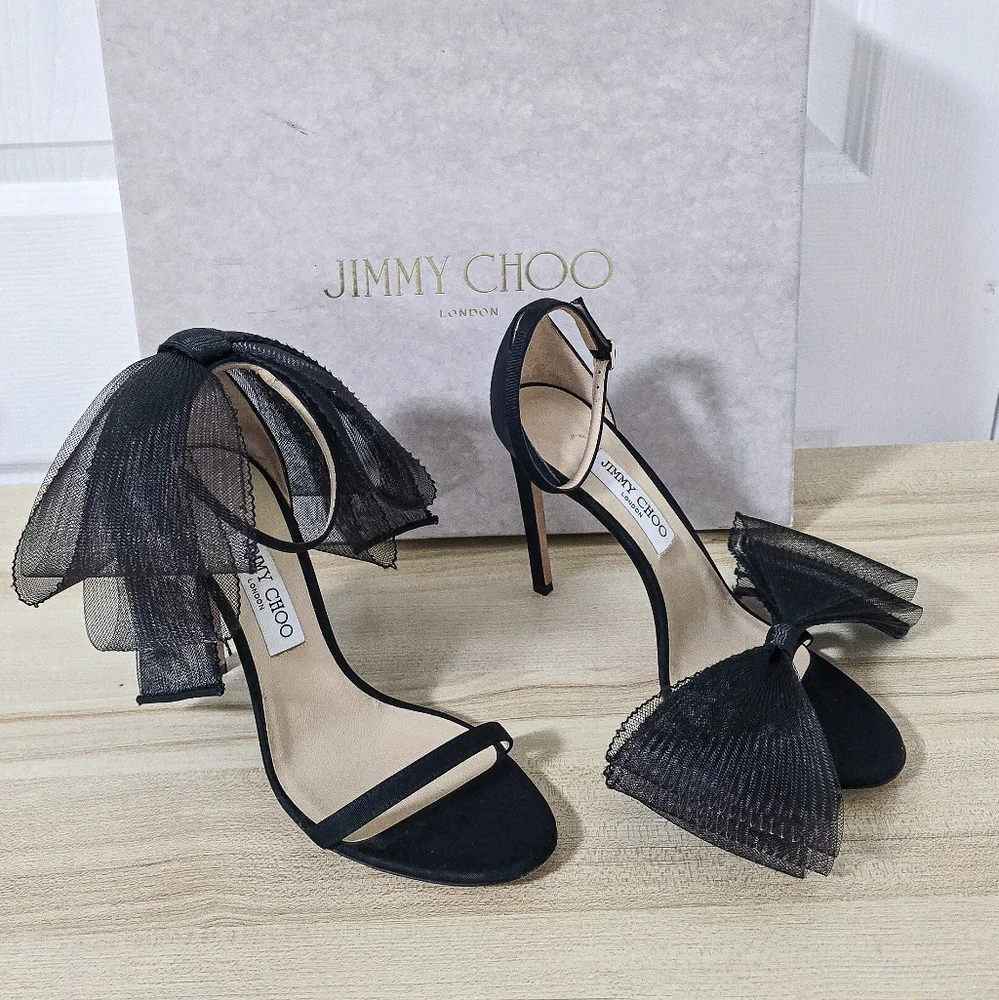Jimmy Choo Aveline 100 Bow Ankle Strap Sandals Heels Size 40.5/10.5 - Picture 14 of 16